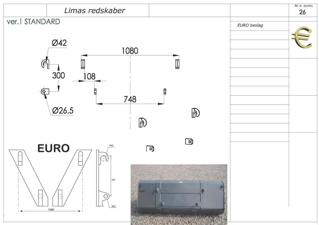 Frontladerzubehör des Typs Sonstige Ny 1,5m Alm. skovl med Euro, Gebrauchtmaschine in Lintrup (Bild 2)
