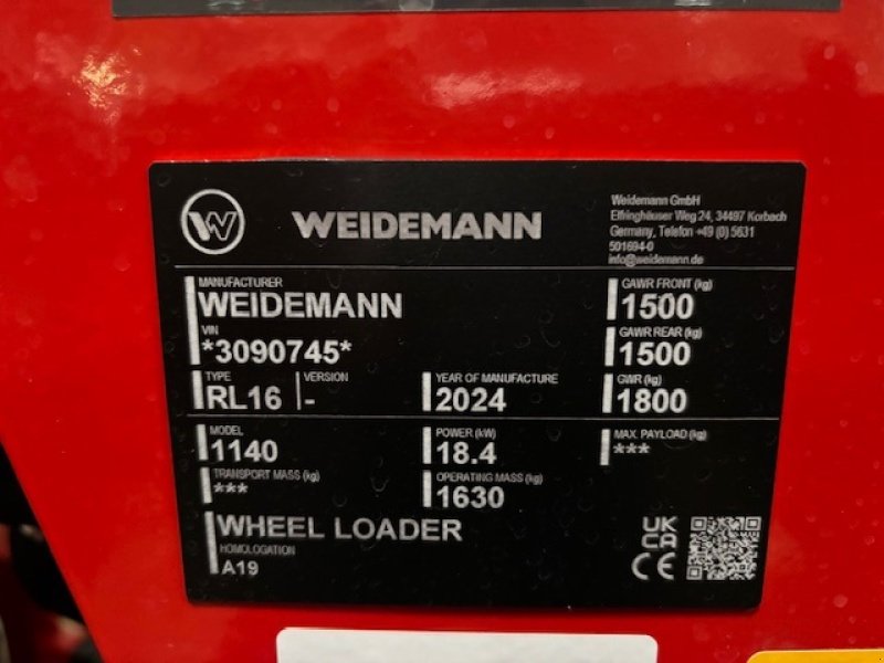 Kompaktlader des Typs Weidemann  1140 PLUS Klar til levering., Gebrauchtmaschine in Gram (Bild 19)