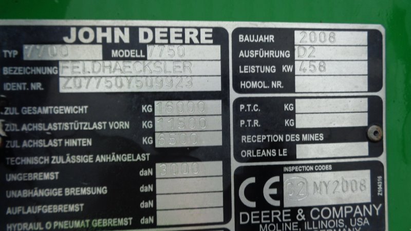 Feldhäcksler des Typs John Deere 7750i, Gebrauchtmaschine in Neubrandenburg (Bild 4)