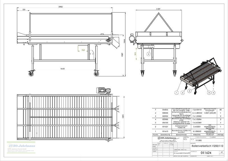 Lagertechnik des Typs EURO-Jabelmann Rollenverlesetisch V 250/110, Stehmodell, NEU, Neumaschine in Itterbeck (Bild 16)