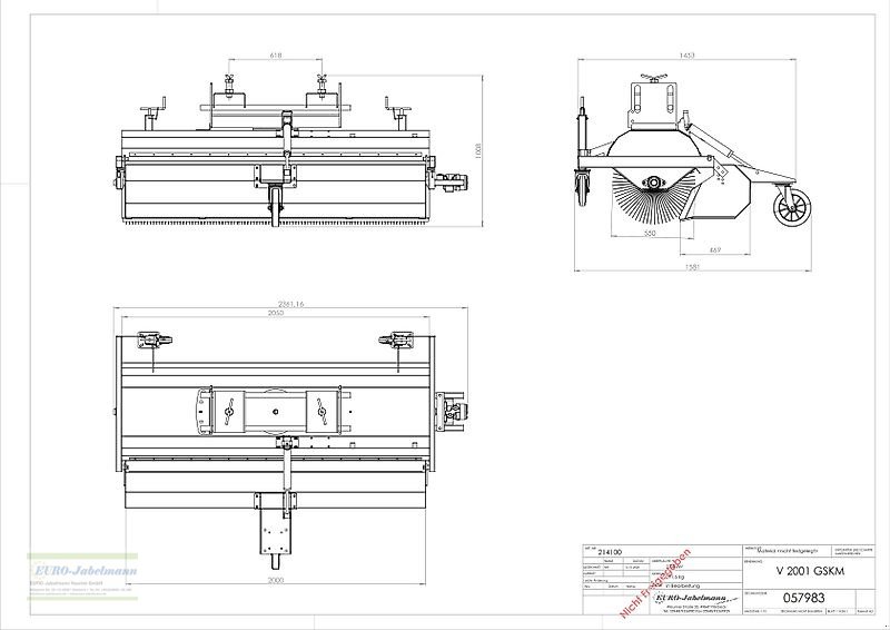 Kehrmaschine des Typs EURO-Jabelmann Staplerkehrmaschinen 2,00 m, einschl. hydr. Entleerung, aus laufender Produktion, NEU, Neumaschine in Itterbeck (Bild 5)