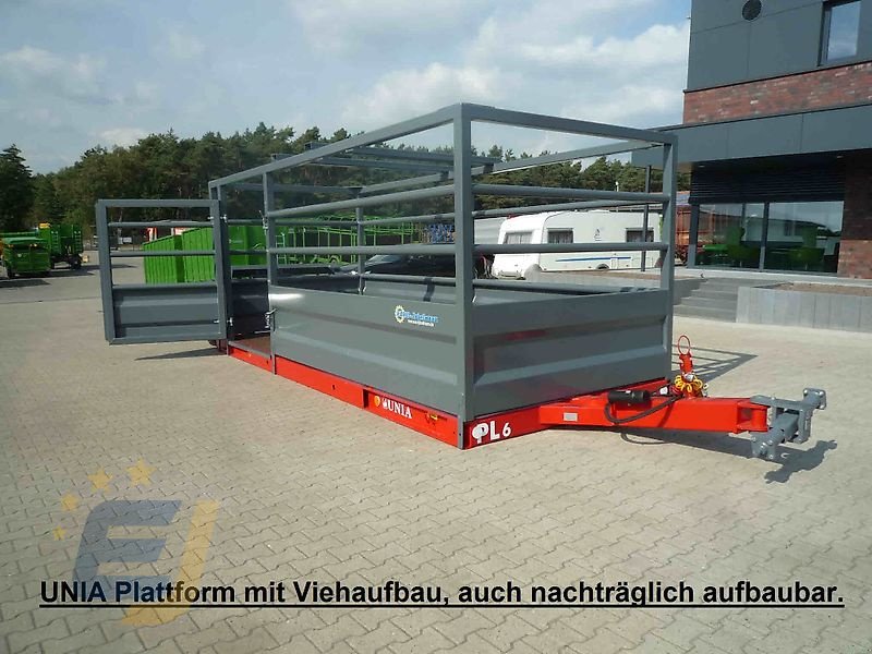 Tieflader des Typs Unia Transportplattform / Tieflader PL-6, hydr. absenkbar, Lenkachse möglich, Neumaschine in Itterbeck (Bild 13)